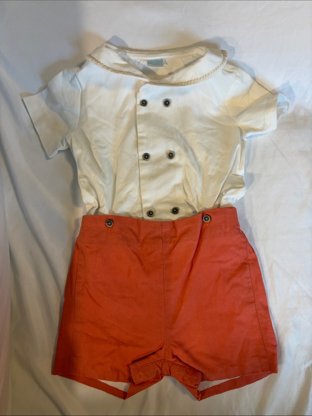 Kids Coral High-Waist Shorts with Button Detail